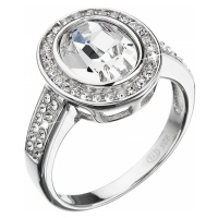 Evolution Group Stříbrný prsten s krystaly Swarovski bílý 35048.1