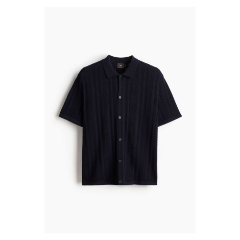H & M - Košile z ažurového úpletu Regular Fit - modrá H&M