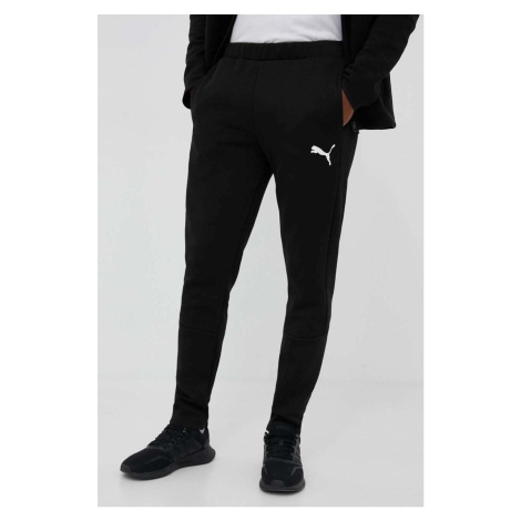 Tréninkové kalhoty Puma EVOSTRIPE černá barva, s potiskem, 585814