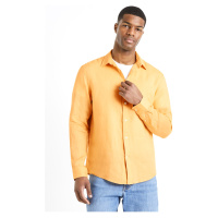 Oranžová pánská lněná košile Celio Daflix