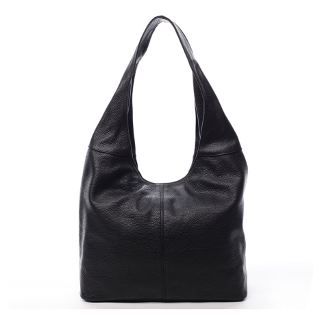 Velká dámská kožená kabelka Hayley černá Delami Vera Pelle