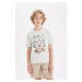 DEFACTO Boy's Crew Neck Printed Short Sleeve T-Shirt