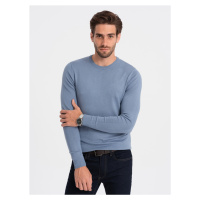 Ombre Classic men's sweater with round neckline - light blue