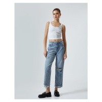 Koton Straight Jeans Straight Leg Ripped Cotton Standard Waist - Eve Jean