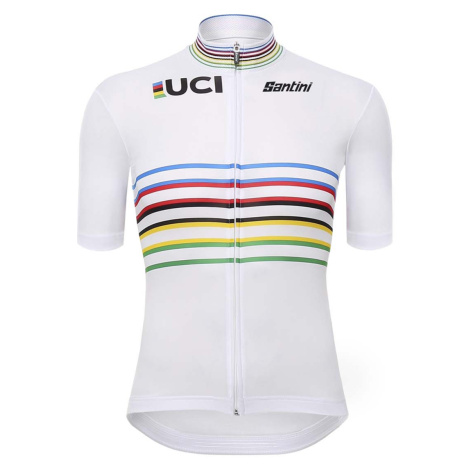 SANTINI Cyklistický dres s krátkým rukávem - UCI WORLD CHAMPION MASTER - duhová/bílá