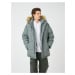 Koton Puffer Coat s kapucí Faux für Detail Zapínání na zip