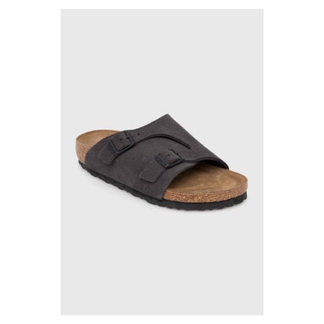 Semišové pantofle Birkenstock Zürich dámské, šedá barva, 1028547