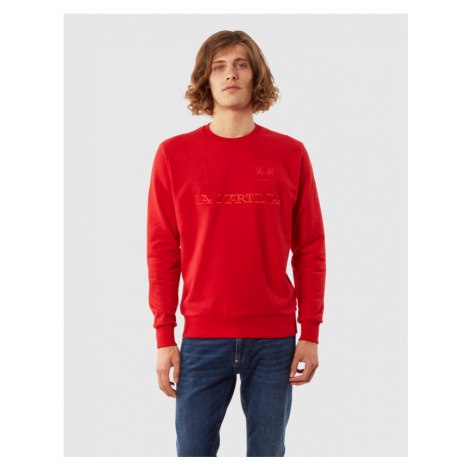 Mikina La Martina Man Cotton Fleece Crew Neck - Červená