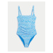 Modré dámské vzorované jednodílné plavky Marks & Spencer