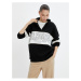 Koton College Oversize Sweatshirt Half-Zip Stand-Up Collar Branded Cotton.