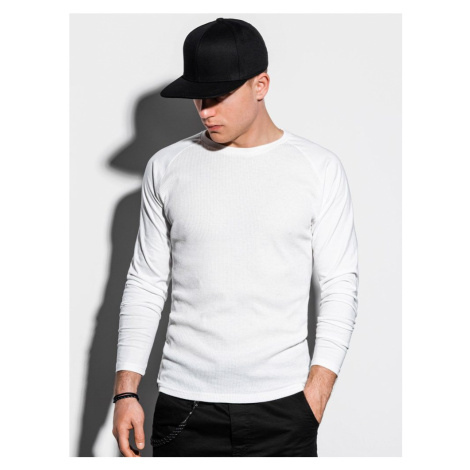 Ombre Clothing Klasické bílé tričko s dlouhým rukávem L119
