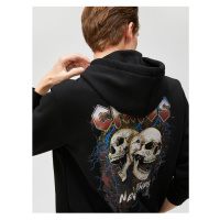Koton Skull Print Hoodie Sweatshirt Long Sleeve
