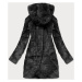 Černá dámská bunda - kožíšek s kapucí (BR9746-1)