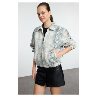 Trendyol Beige Snake Pattern Denim Jacket