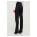 Kalhoty Patrizia Pepe dámské, černá barva, jednoduché, high waist