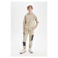 DEFACTO Boys Printed Cargo Pocket Elastic Waist Leg Jogger Sweatpants