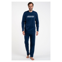 Pánské pyžamo Italian Fashion Explore - dlouhé bavlněné Tmavě modrá