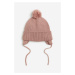 H & M - Žebrovaně pletená čepice's podšívkou - růžová