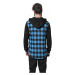 Hooded Checked Flanell Sweat Sleeve Shirt - blk/tur/bl