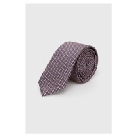 Hedvábná kravata HUGO růžová barva
