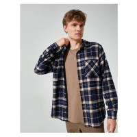 Koton Lumberjack Shirt Applique Pocket Detailed Classic Collar Long Sleeve