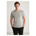 GRIMELANGE Jeremy Men's Slim Fit Knitwear Looking Fabric Knitwear Collar Thick Textured Gray T-s