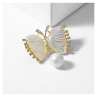 Éternelle Brož s perlou Luren - motýl B7035-XH1857 Zlatá