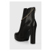 Kožené kotníkové boty Wojas dámské, černá barva, na podpatku, 5521051