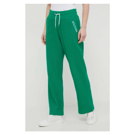 Kalhoty Tommy Hilfiger zelená barva, s aplikací, UW0UW04946