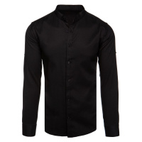 Dstreet Krásná černá pánská košile se stojáčkem