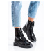 Výborné  kotníčkové boty dámské černé bez podpatku