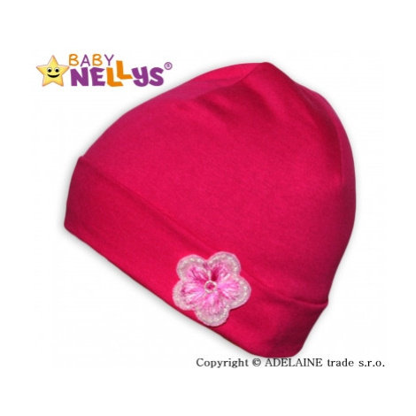 Bavlněná čepička Baby Nellys ® - Růžová s kytičkou, vel.