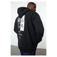 Trendyol Plus Size Black Oversize/Wide Cut Hooded Fleece Inside/Warm Sweatshirt