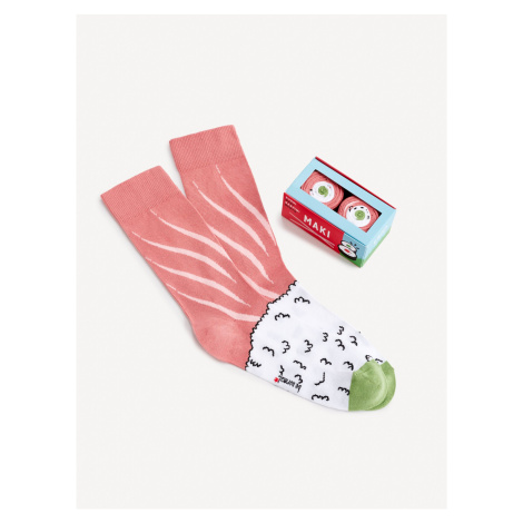 Bílo-růžové vzorované ponožky v dárkovém balení Celio