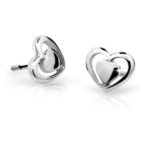 Dětské náušnice Danfil srdíčka C1604 z bílého zlata , zapínání puzeta