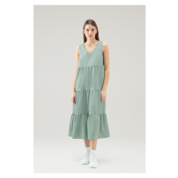 Šaty woolrich poplin maxi dress zelená