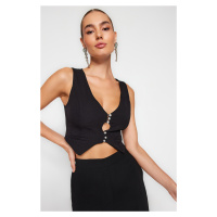 Trendyol Black Shiny Stones Crop Vest