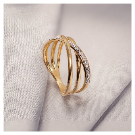 Dámský prsten ze 14kt zlata s diamanty Planet Shop