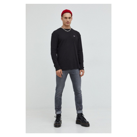 Bavlněný svetr Tommy Jeans pánský, černá barva, lehký Tommy Hilfiger