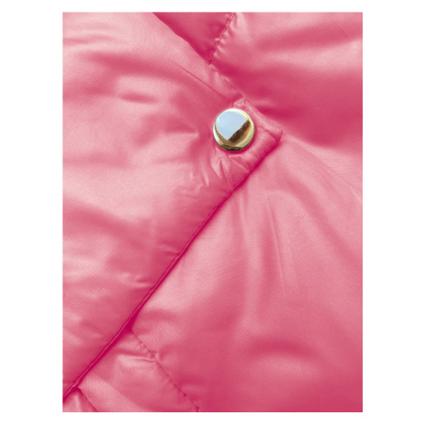 Krátká růžová dámská bunda s kapucí (B8216-51) S'WEST
