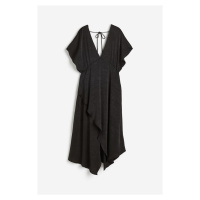 H & M - Mačkané saténové šaty - černá