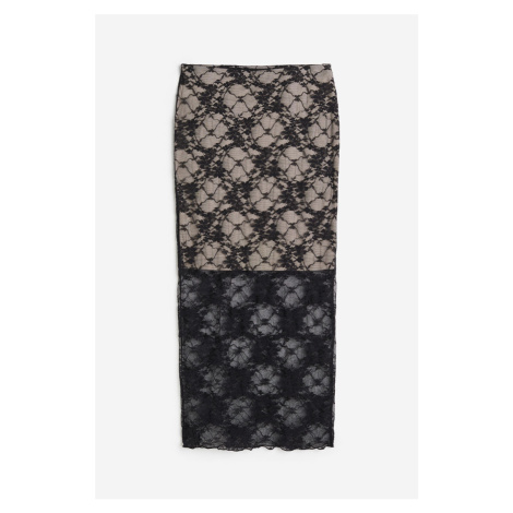 H & M - Pouzdrová sukně z krajky - černá H&M