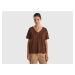 Benetton, V-neck T-shirt In Slub Cotton