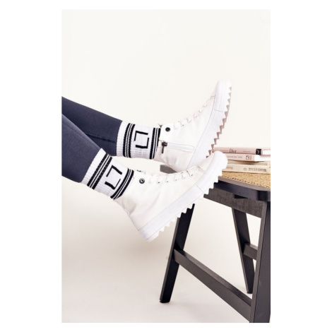 Dámské Vysoké Tenisky Na Velké Podrážce BIG STAR FF274241 Bile