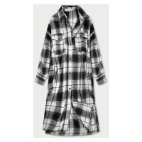 Černo-bílý dámský károvaný košilový kabát (8424)