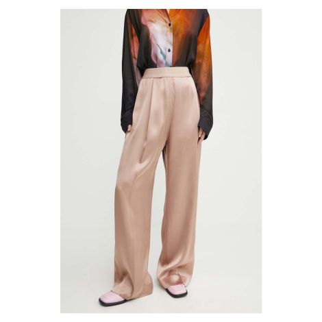 Kalhoty Stine Goya dámské, béžová barva, široké, high waist, SG5449