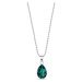 Stříbrný náhrdelník se Swarovski Elements zelená kapka Baroque N432010EM Emerald