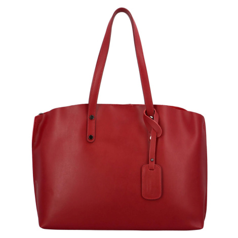 Dámská kožená kabelka do ruky Desideria, tmavě červená Delami Vera Pelle