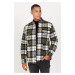 ALTINYILDIZ CLASSICS Men's Khaki-ecru Oversize Wide Cut Buttoned Collar Plaid Patterned Lumberja