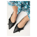 Mio Gusto Leia Black Color Open Back Pointed Toe Short Heeled Women's Shoes